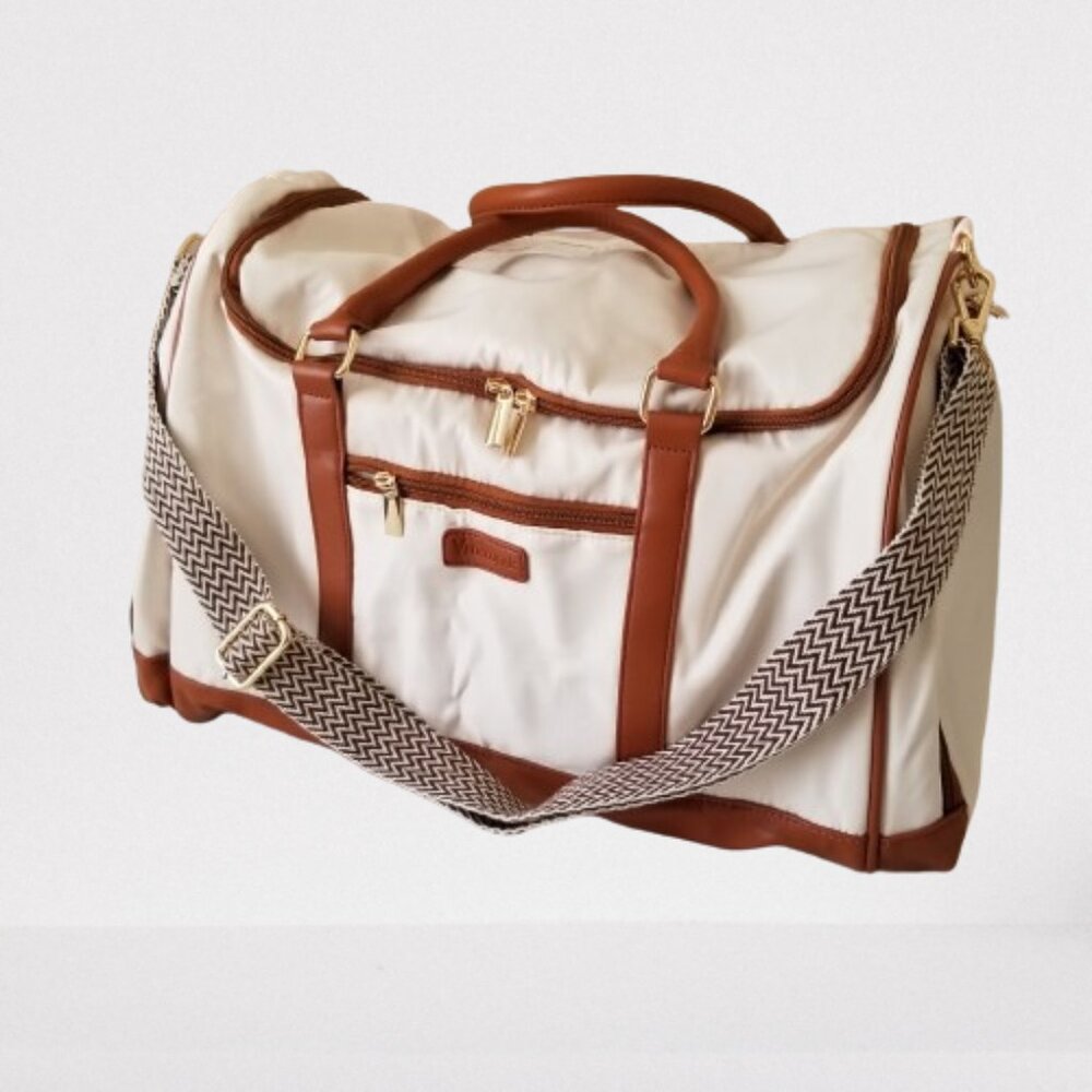 NEW! 50L Nylon/Poly/Faux Leather Duffle Tote with Tons of Room & Adjust. Strap